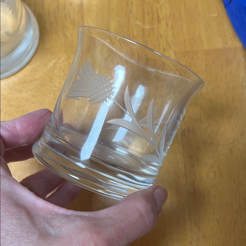 Elegant Scottish Thistle Clear Glass Tumblers set of 6 - Picture 4 of 6